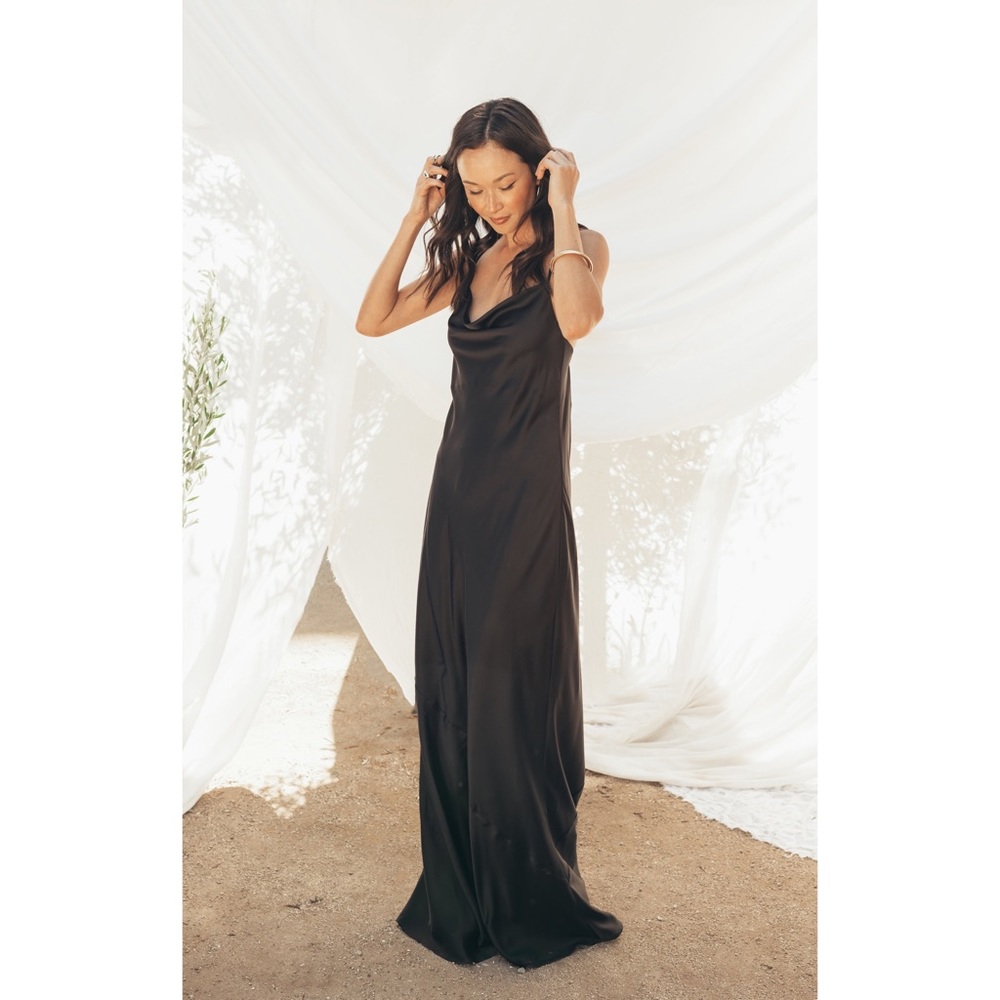 Show Me Your Mumu Tuscany Maxi in Black Luxe Satin size S